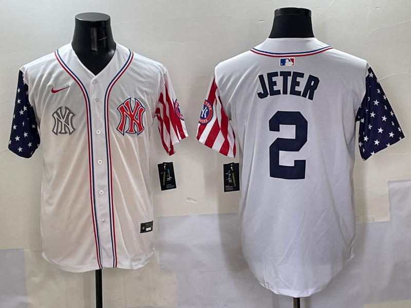 Men 2025  MLB New York Yankees #2 Jeter white jersey style 18->new york yankees->MLB Jersey